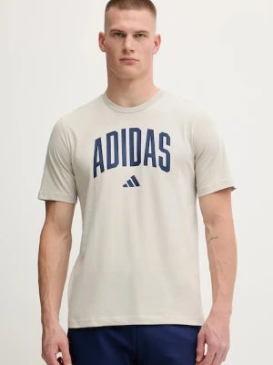 Zdjęcie produktu adidas t-shirt bawełniany Collegiate męski kolor beżowy z nadrukiem JM6415