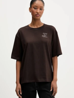 adidas t-shirt bawełniany damski kolor brązowy KT3274