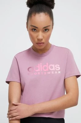 adidas t-shirt bawełniany damski kolor fioletowy