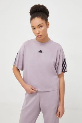adidas t-shirt bawełniany damski kolor fioletowy IS3613