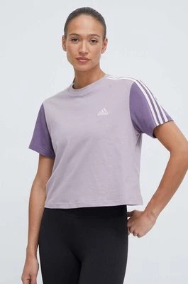 adidas t-shirt bawełniany damski kolor fioletowy IS1571