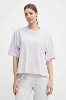 adidas t-shirt bawełniany damski kolor fioletowy IS0877