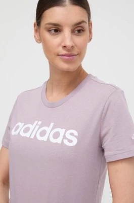 adidas t-shirt bawełniany damski kolor fioletowy IS2097