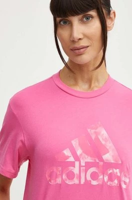 adidas t-shirt bawełniany damski kolor różowy IS4257