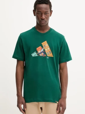 adidas t-shirt bawełniany Doodle Hunt Skate Graphic T-Shirt męski kolor zielony z nadrukiem JM6500