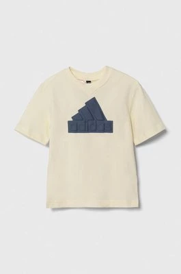 adidas t-shirt bawełniany dziecięcy kolor beżowy z nadrukiem