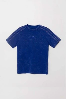 adidas t-shirt bawełniany dziecięcy kolor niebieski gładki