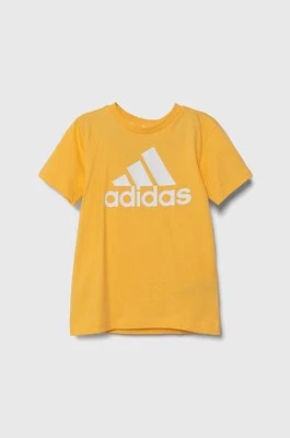 adidas t-shirt bawełniany dziecięcy kolor żółty z nadrukiem