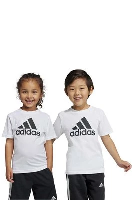 adidas t-shirt bawełniany dziecięcy LK BL CO kolor biały z nadrukiem