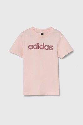 adidas t-shirt bawełniany dziecięcy LK LIN CO TEE kolor różowy IW0874