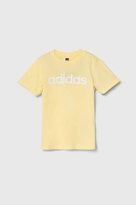 adidas t-shirt bawełniany dziecięcy LK LIN CO TEE kolor żółty z nadrukiem IW0875
