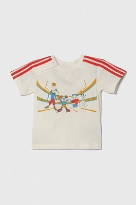 adidas t-shirt bawełniany dziecięcy x Disney kolor beżowy z nadrukiem