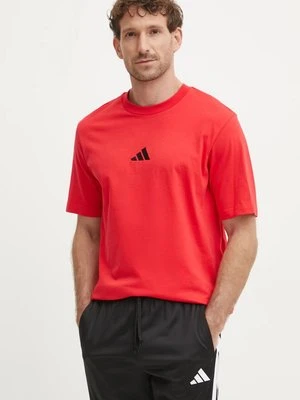 adidas t-shirt bawełniany Essential męski kolor czerwony z aplikacją JF1095