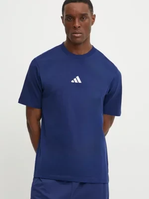 adidas t-shirt bawełniany Essential męski kolor granatowy z aplikacją JF1093