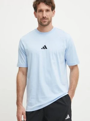 adidas t-shirt bawełniany Essential męski kolor niebieski z nadrukiem JF1101