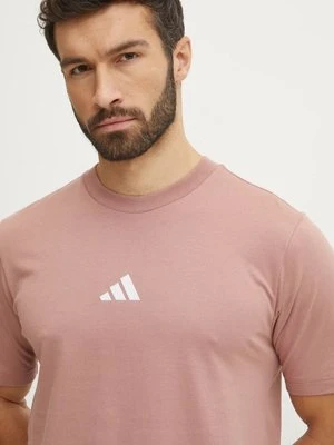 adidas t-shirt bawełniany Essential męski kolor różowy gładki JF1099