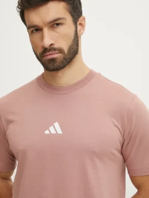 adidas t-shirt bawełniany Essential męski kolor różowy gładki JF1099