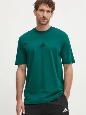 adidas t-shirt bawełniany Essential męski kolor zielony gładki JF1096