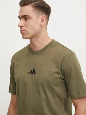 adidas t-shirt bawełniany Essential męski kolor zielony gładki JF1097