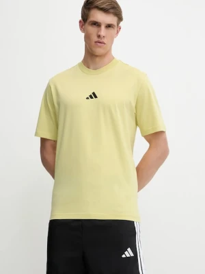 adidas t-shirt bawełniany Essential męski kolor żółty z aplikacją JD1777
