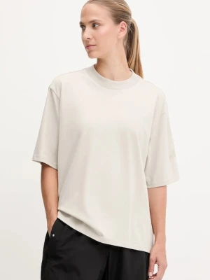 adidas t-shirt bawełniany Essentials damski kolor beżowy JE0001