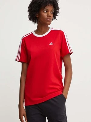 adidas t-shirt bawełniany Essentials damski kolor czerwony IY1699