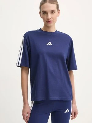 adidas t-shirt bawełniany Essentials damski kolor granatowy JE1212