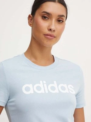 adidas t-shirt bawełniany Essentials damski kolor niebieski IY9188