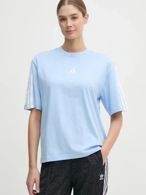 adidas t-shirt bawełniany Essentials damski kolor niebieski JE1213