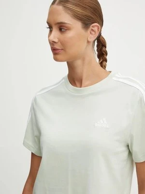 adidas t-shirt bawełniany Essentials damski kolor zielony IY4228