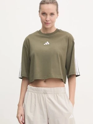 adidas t-shirt bawełniany Essentials damski kolor zielony JE1199