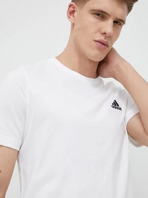 adidas t-shirt bawełniany Essentials kolor biały gładki IC9286