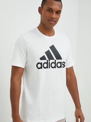 adidas t-shirt bawełniany Essentials kolor biały z nadrukiem IC9349