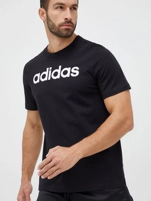 adidas t-shirt bawełniany Essentials kolor czarny z nadrukiem IC9274