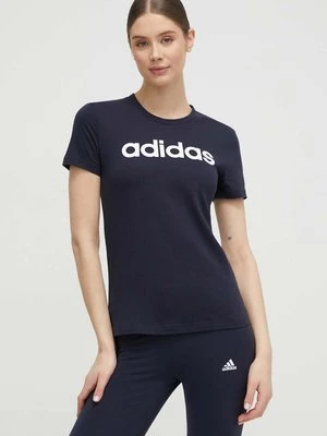 adidas t-shirt bawełniany Essentials kolor granatowy H07833