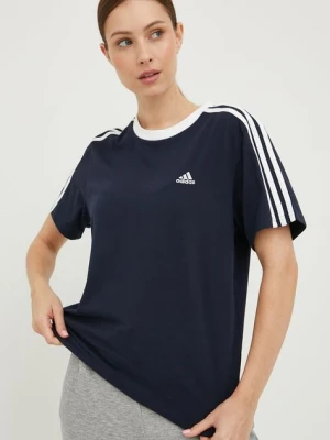 adidas t-shirt bawełniany Essentials kolor granatowy HC0105