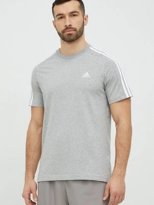 adidas t-shirt bawełniany Essentials kolor szary gładki IC9337