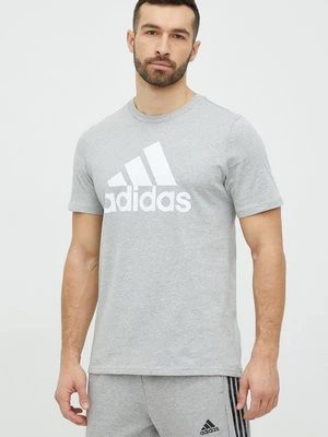 adidas t-shirt bawełniany Essentials kolor szary z nadrukiem IC9350