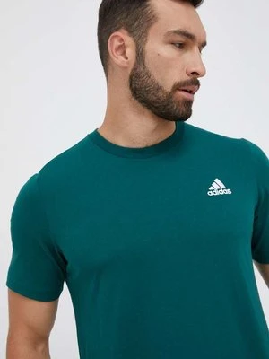 adidas t-shirt bawełniany Essentials kolor zielony gładki IJ6111