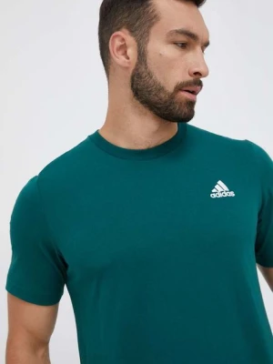 adidas t-shirt bawełniany Essentials kolor zielony gładki IJ6111