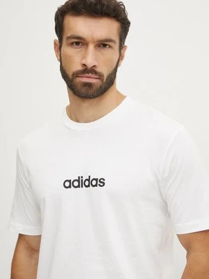 adidas t-shirt bawełniany Essentials Linear męski kolor beżowy z nadrukiem JE9000