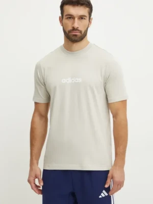 Zdjęcie produktu adidas t-shirt bawełniany Essentials Linear męski kolor beżowy z nadrukiem JE9007