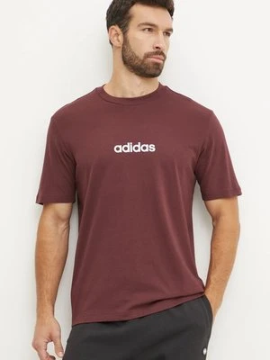 adidas t-shirt bawełniany Essentials Linear męski kolor czerwony z nadrukiem JE8998