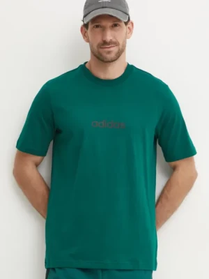 adidas t-shirt bawełniany Essentials Linear męski kolor zielony z nadrukiem JE8997