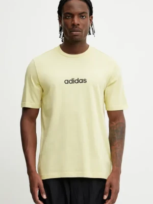 adidas t-shirt bawełniany Essentials Linear męski kolor żółty z nadrukiem JE9003