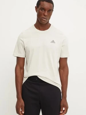 adidas t-shirt bawełniany Essentials męski kolor beżowy gładki IY9099