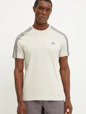 adidas t-shirt bawełniany Essentials męski kolor beżowy z aplikacją IY9123