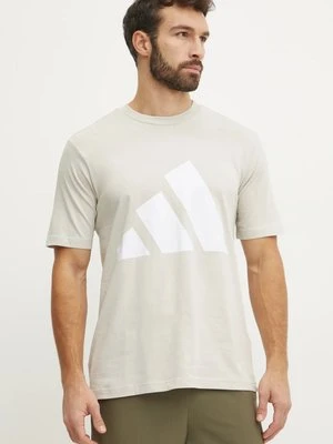 adidas t-shirt bawełniany Essentials męski kolor beżowy z nadrukiem JE8933