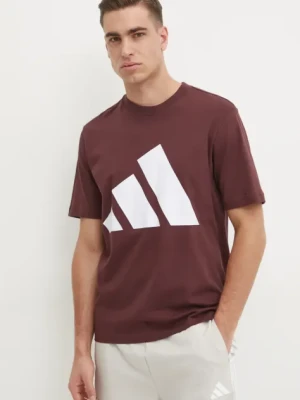 adidas t-shirt bawełniany Essentials męski kolor bordowy z nadrukiem JE8939