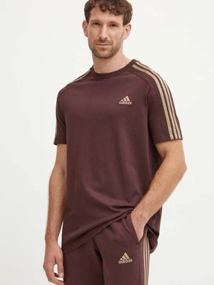 adidas t-shirt bawełniany Essentials męski kolor brązowy wzorzysty IX0158